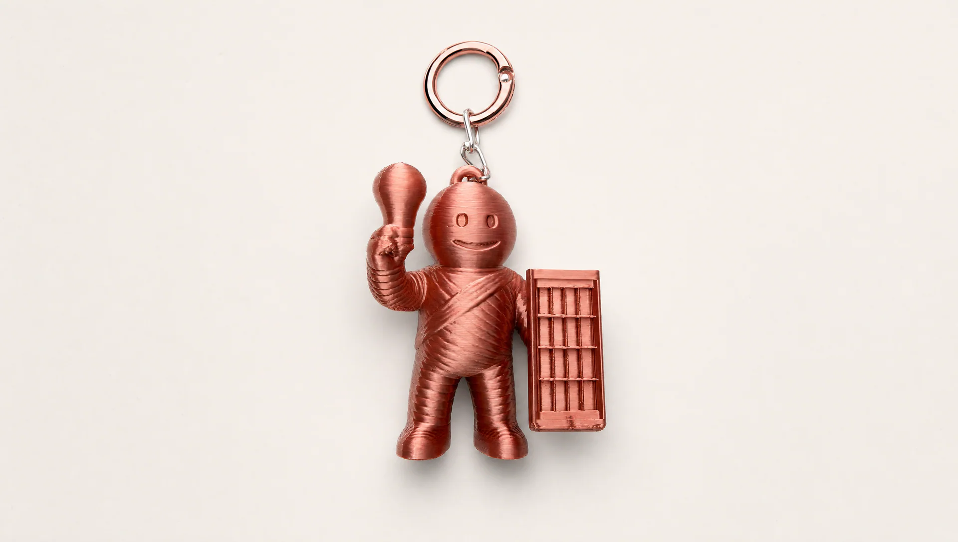 Custom copper corporate character produced in 3D with an integrated NFC experience